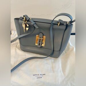Sophie Hulme Gray Handbag with Gold Hardware